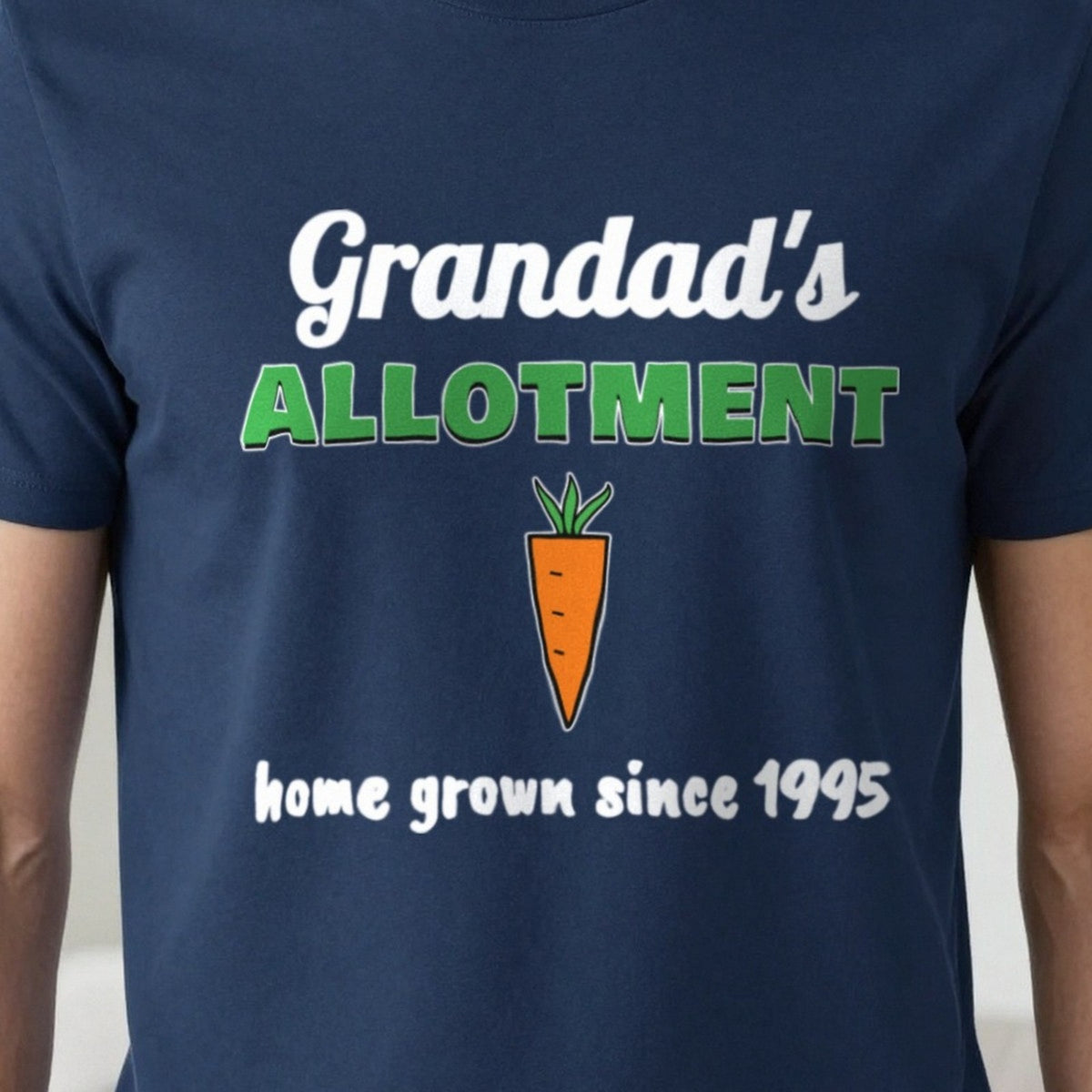 Personalised Grandad's Allotment T-Shirt & Sweatshirt print close-up, our photo