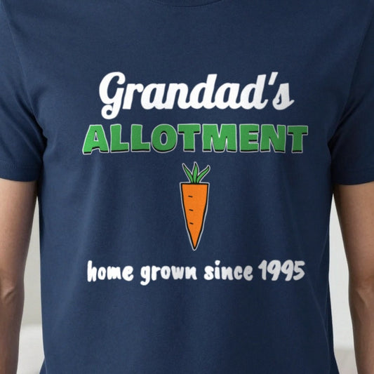Personalised Grandad's Allotment T-Shirt & Sweatshirt print close-up, our photo