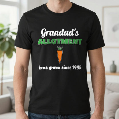 Personalised Grandad's Allotment T-Shirt & Sweatshirt T-Shirt in Black, worn, our photo
