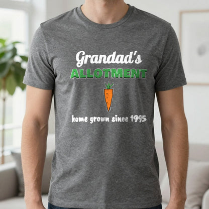Personalised Grandad's Allotment T-Shirt & Sweatshirt T-Shirt in Charcoal, worn, our photo