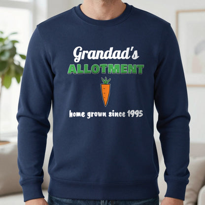Personalised Grandad's Allotment T-Shirt & Sweatshirt Sweatshirt in Navy, worn, our photo