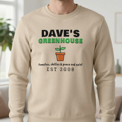 Personalised Greenhouse T-Shirt & Sweatshirt Sweatshirt in Sand, worn, our photo
