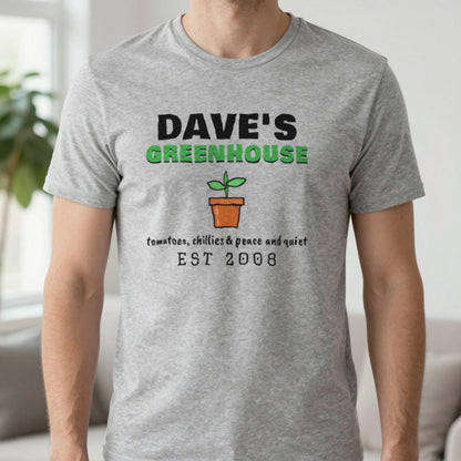 Personalised Greenhouse T-Shirt & Sweatshirt T-Shirt in Sport Grey, worn, our photo