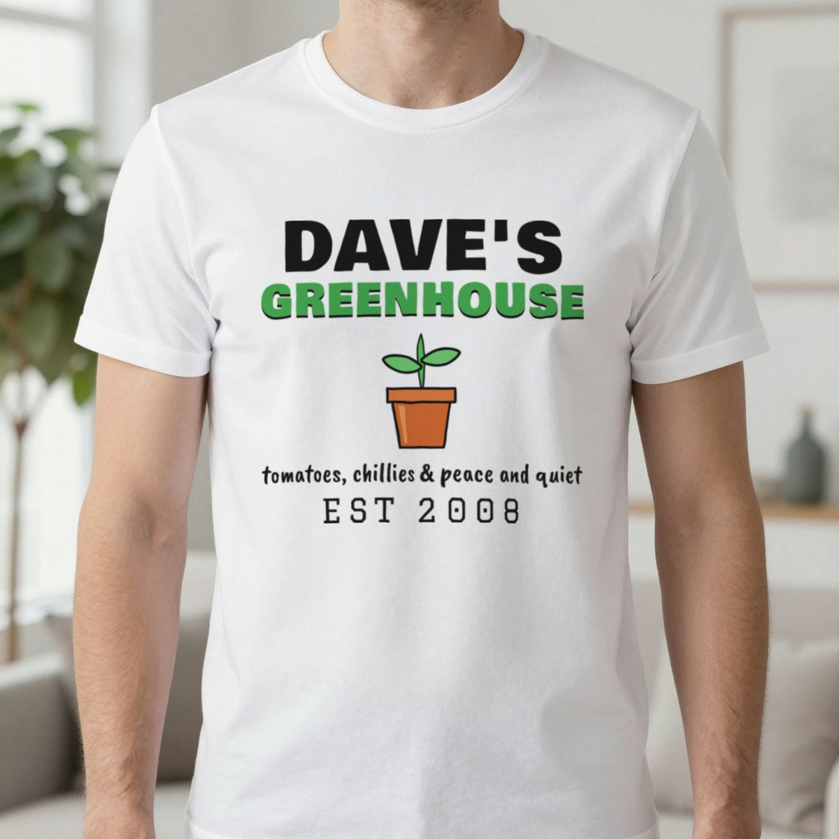 Personalised Greenhouse T-Shirt & Sweatshirt T-Shirt in White, worn, our photo