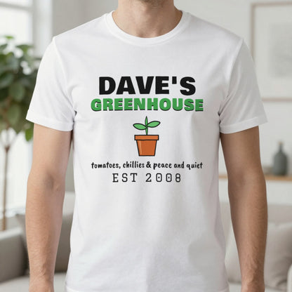 Personalised Greenhouse T-Shirt & Sweatshirt T-Shirt in White, worn, our photo