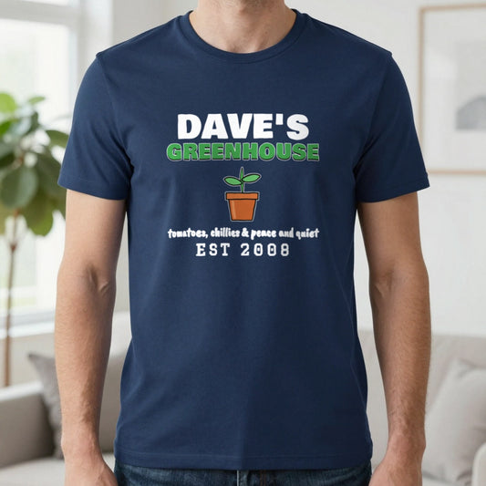 Personalised Greenhouse T-Shirt & Sweatshirt T-Shirt in Navy, worn, our photo