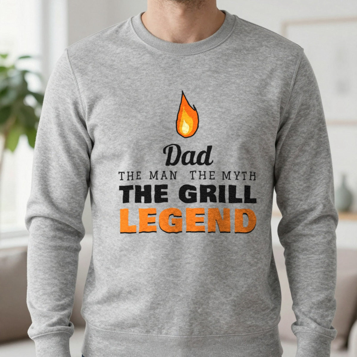 Personalised Grill Legend T-Shirt & Sweatshirt Sweatshirt in Sport Grey, worn, our photo