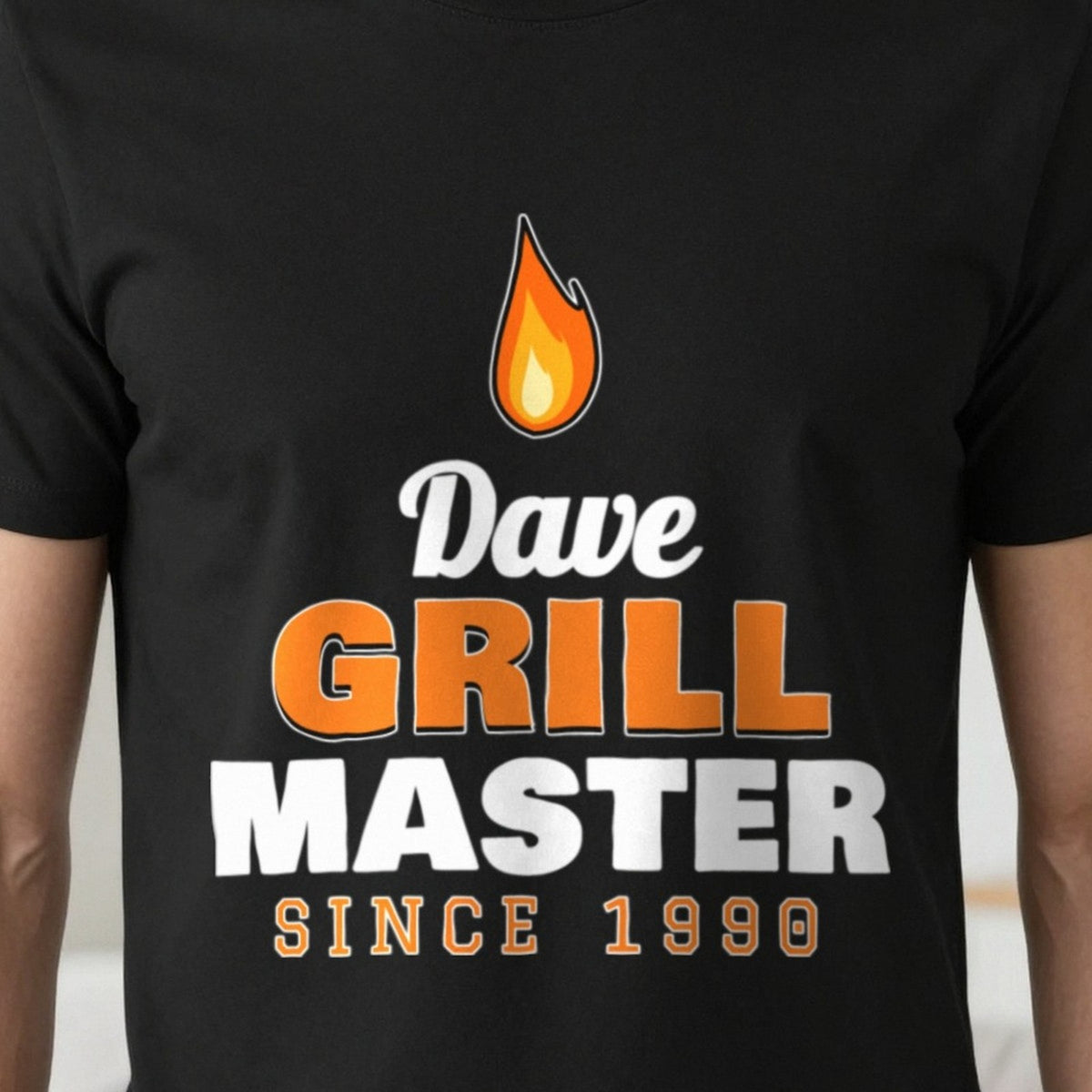 Personalised Grill Master T-Shirt & Sweatshirt print close-up, our photo