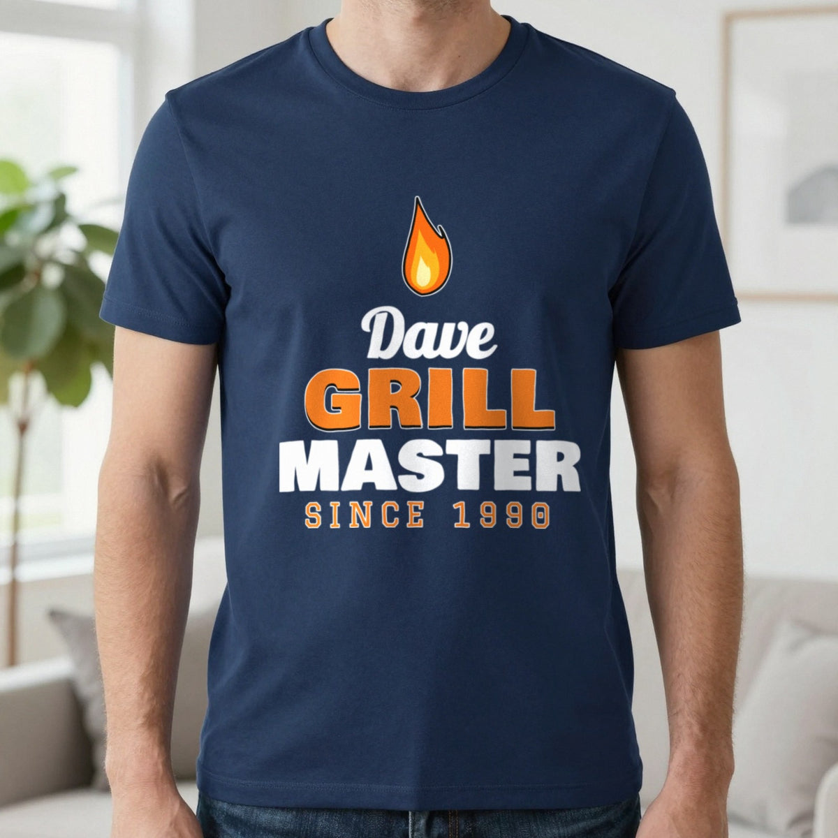 Personalised Grill Master T-Shirt & Sweatshirt T-Shirt in Navy, worn, our photo