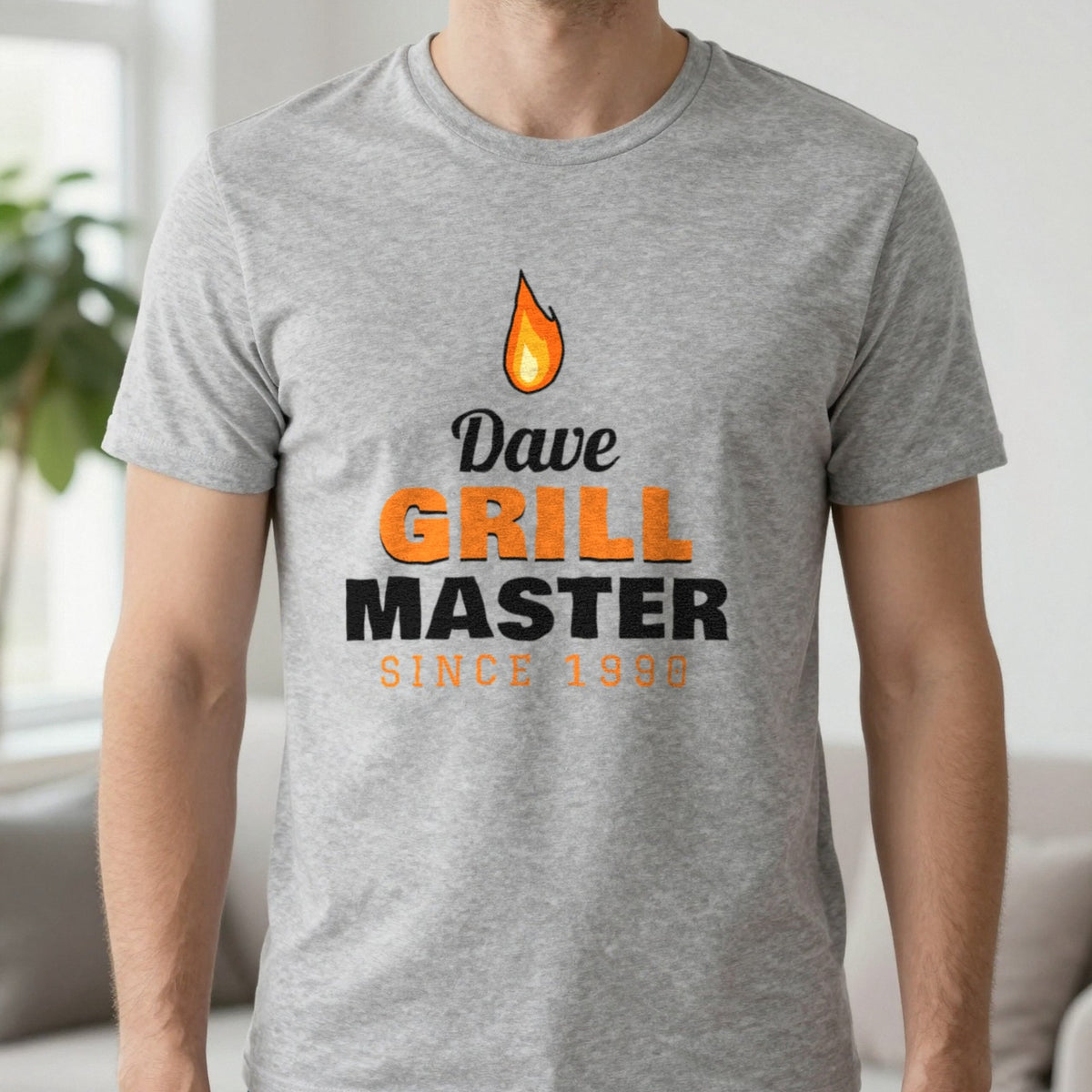 Personalised Grill Master T-Shirt & Sweatshirt T-Shirt in Sport Grey, worn, our photo
