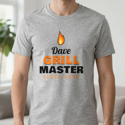 Personalised Grill Master T-Shirt & Sweatshirt T-Shirt in Sport Grey, worn, our photo
