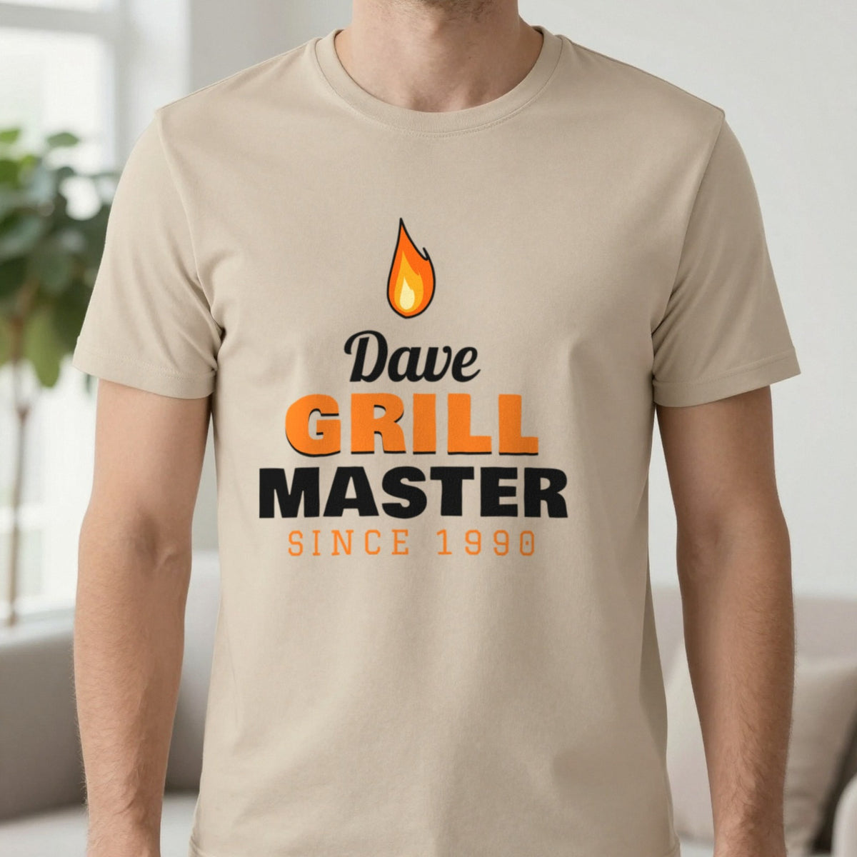 Personalised Grill Master T-Shirt & Sweatshirt T-Shirt in Sand, worn, our photo