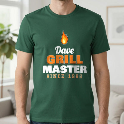 Personalised Grill Master T-Shirt & Sweatshirt T-Shirt in Forest Green, worn, our photo