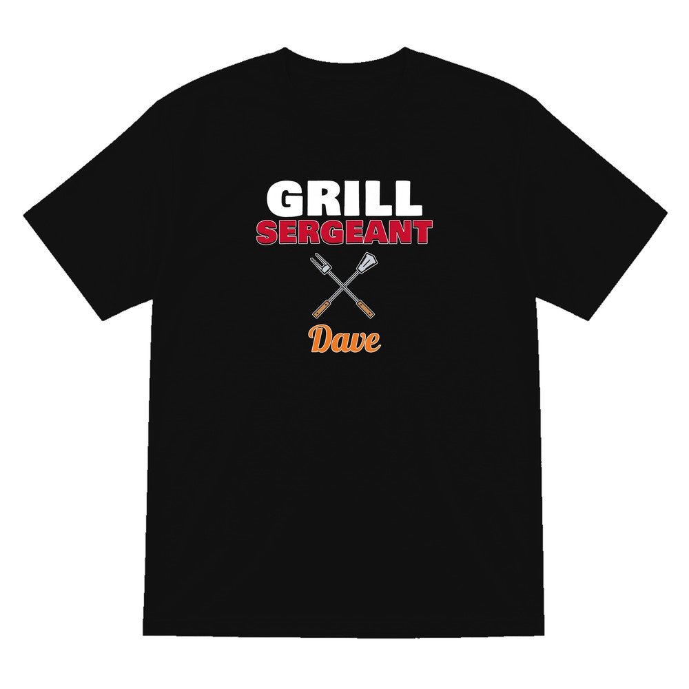 Personalised Grill Sergeant T-Shirt & Sweatshirt laid flat