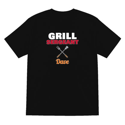 Personalised Grill Sergeant T-Shirt & Sweatshirt laid flat