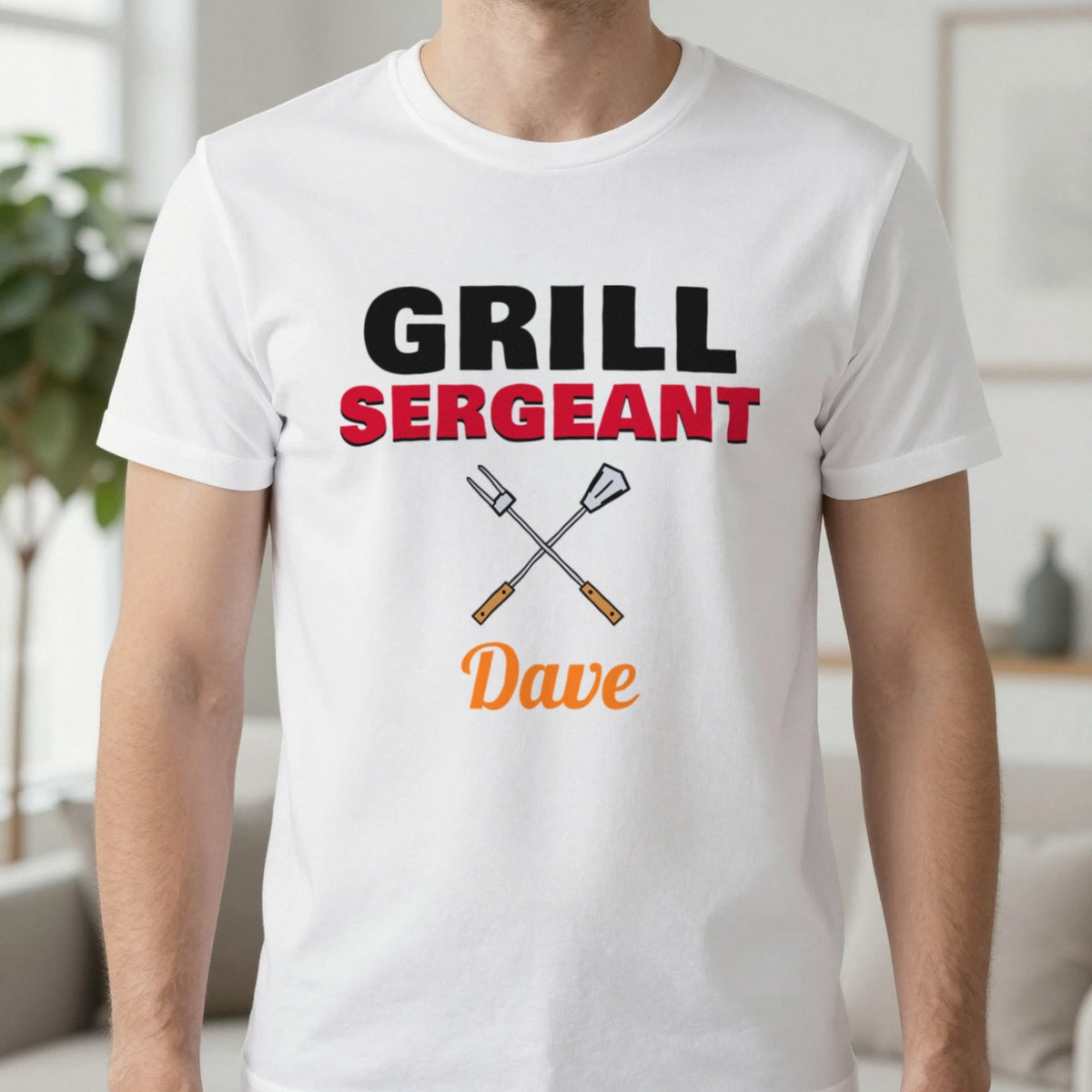 Personalised Grill Sergeant T-Shirt & Sweatshirt T-Shirt in White, worn, our photo