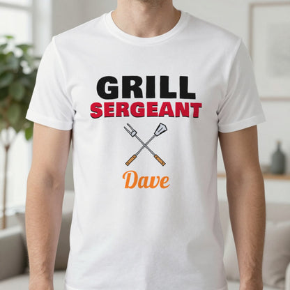 Personalised Grill Sergeant T-Shirt & Sweatshirt T-Shirt in White, worn, our photo