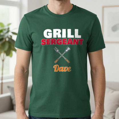 Personalised Grill Sergeant T-Shirt & Sweatshirt T-Shirt in Forest Green, worn, our photo