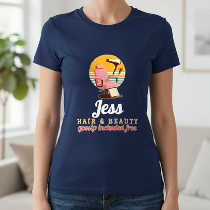 Personalised Hairdresser T-Shirt & Sweatshirt T-Shirt in Navy, worn, our photo