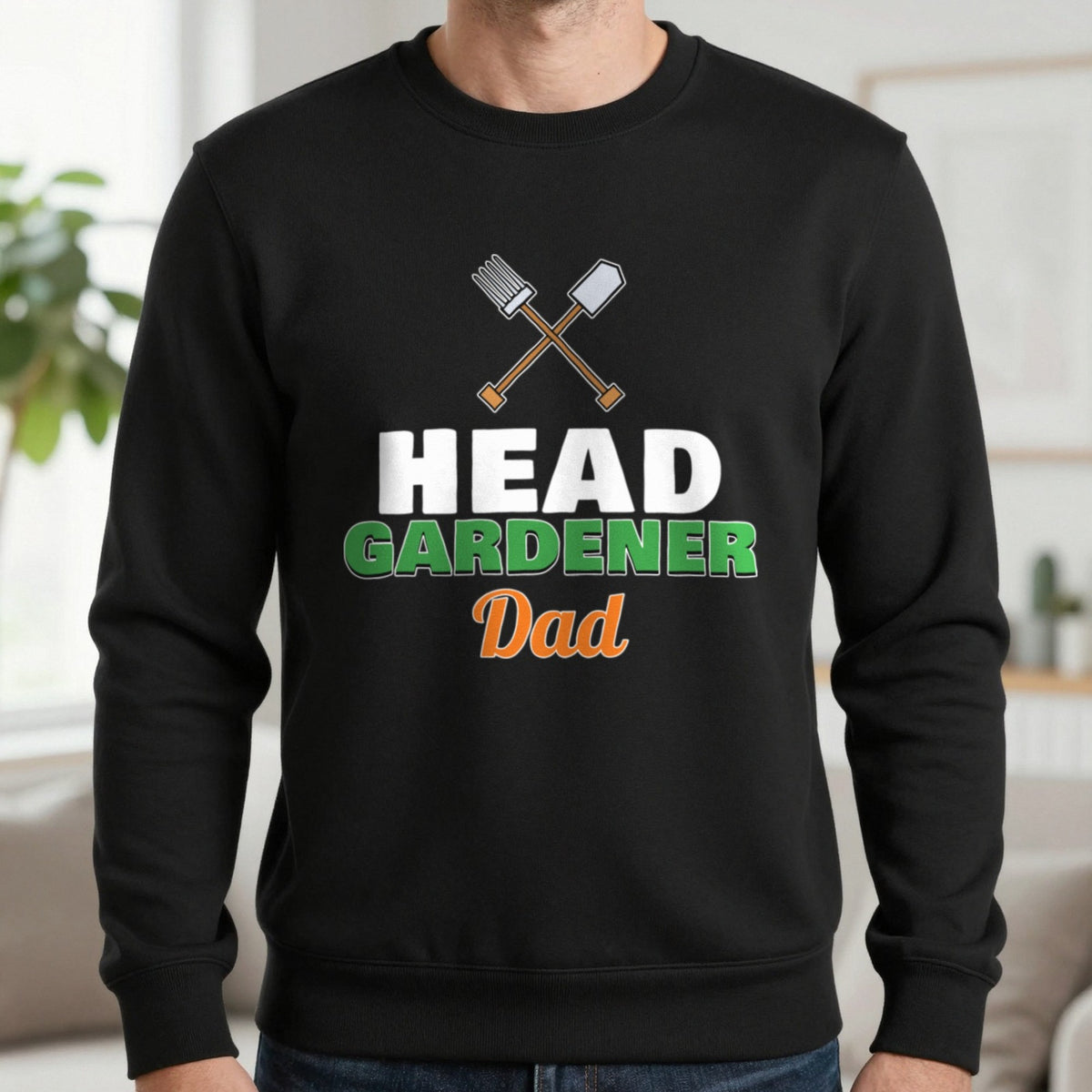 Personalised Head Gardener T-Shirt & Sweatshirt Sweatshirt in Black, worn, our photo