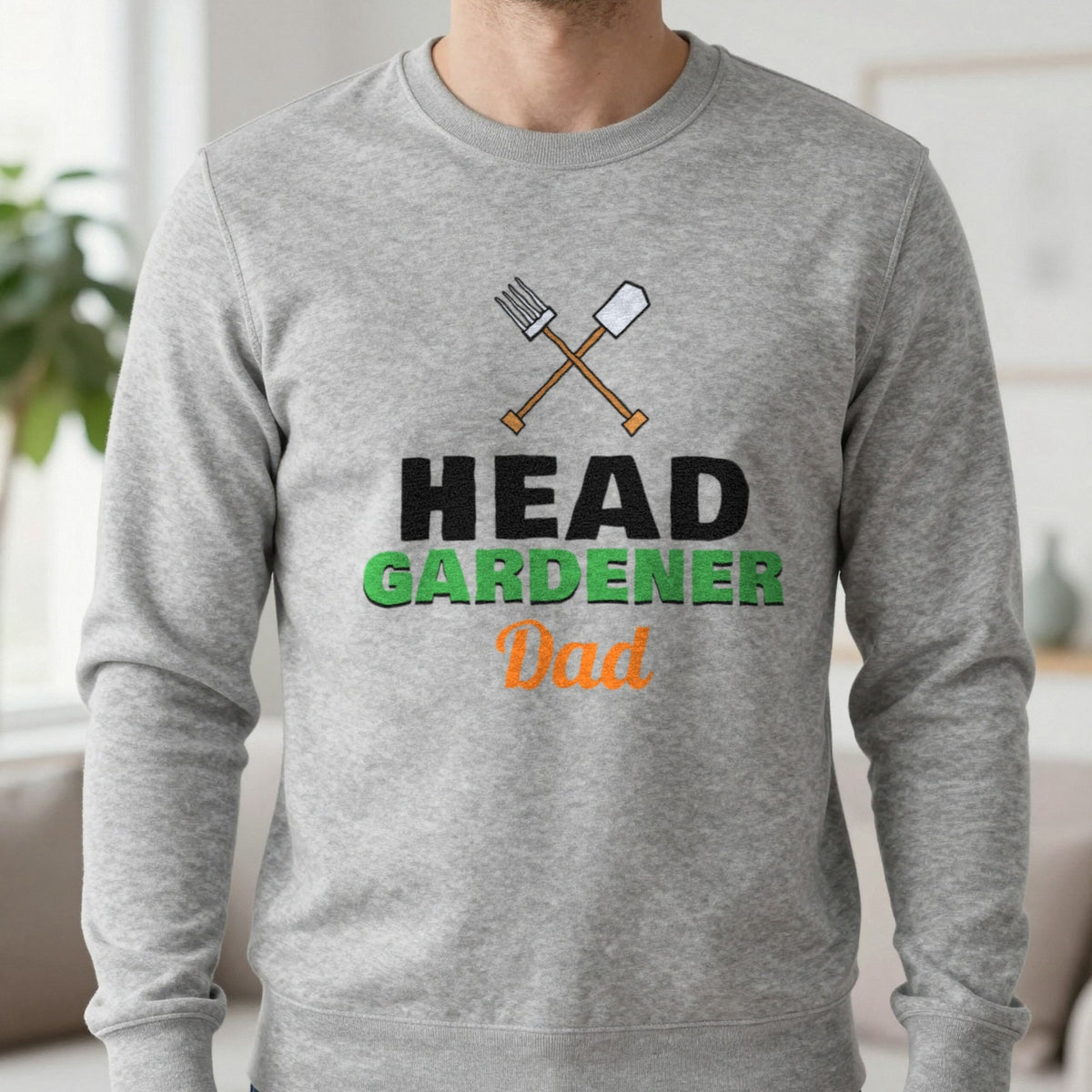 Personalised Head Gardener T-Shirt & Sweatshirt Sweatshirt in Sport Grey, worn, our photo
