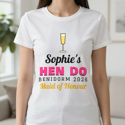 Personalised Hen Do T-Shirts T-Shirt in White, worn, our photo