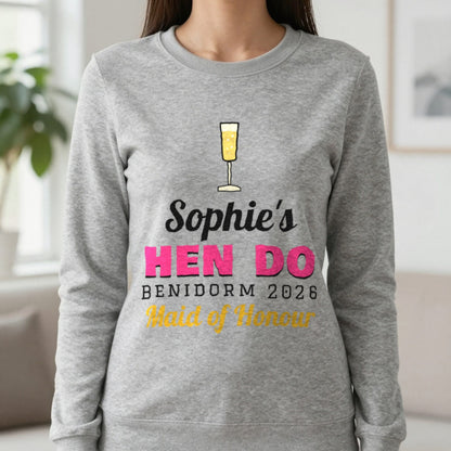 Personalised Hen Do T-Shirts Sweatshirt in Sport Grey, worn, our photo