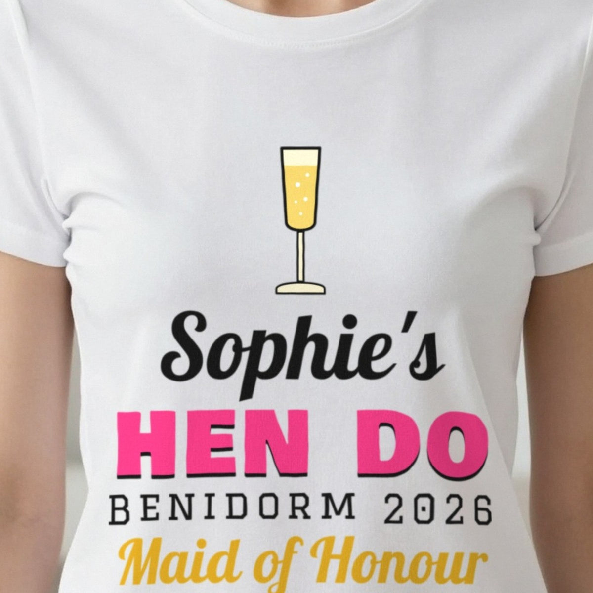 Personalised Hen Do T-Shirts print close-up, our photo