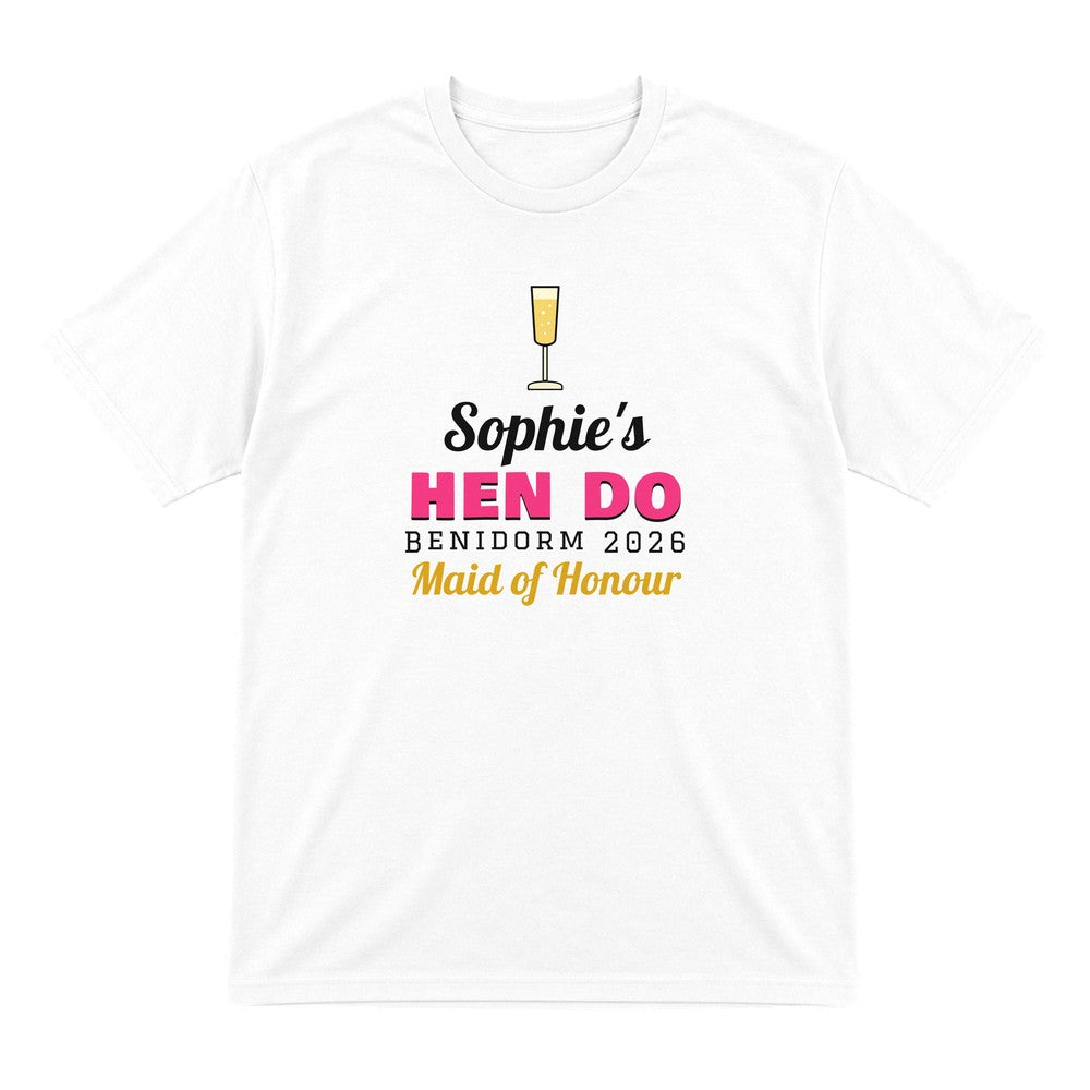Personalised Hen Do T-Shirts laid flat