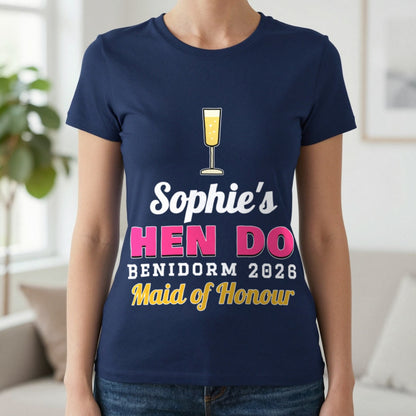 Personalised Hen Do T-Shirts T-Shirt in Navy, worn, our photo