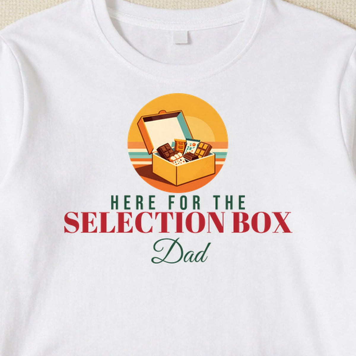 Here For The Selection Box personalised print close-up