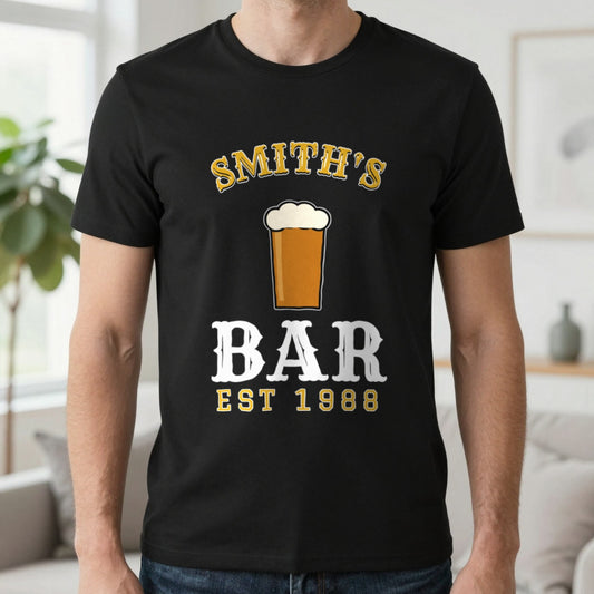 Personalised Home Bar T-Shirt & Sweatshirt T-Shirt in Black, worn, our photo