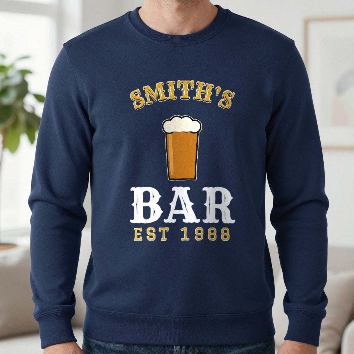 Personalised Home Bar T-Shirt & Sweatshirt Sweatshirt in Navy, worn, our photo
