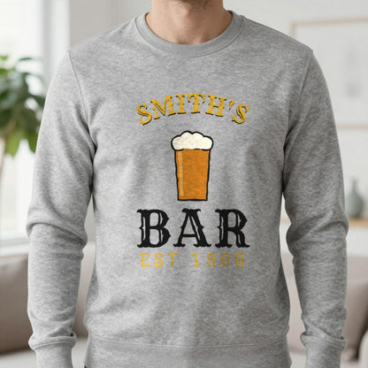 Personalised Home Bar T-Shirt & Sweatshirt Sweatshirt in Sport Grey, worn, our photo