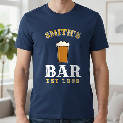Personalised Home Bar T-Shirt & Sweatshirt T-Shirt in Navy, worn, our photo