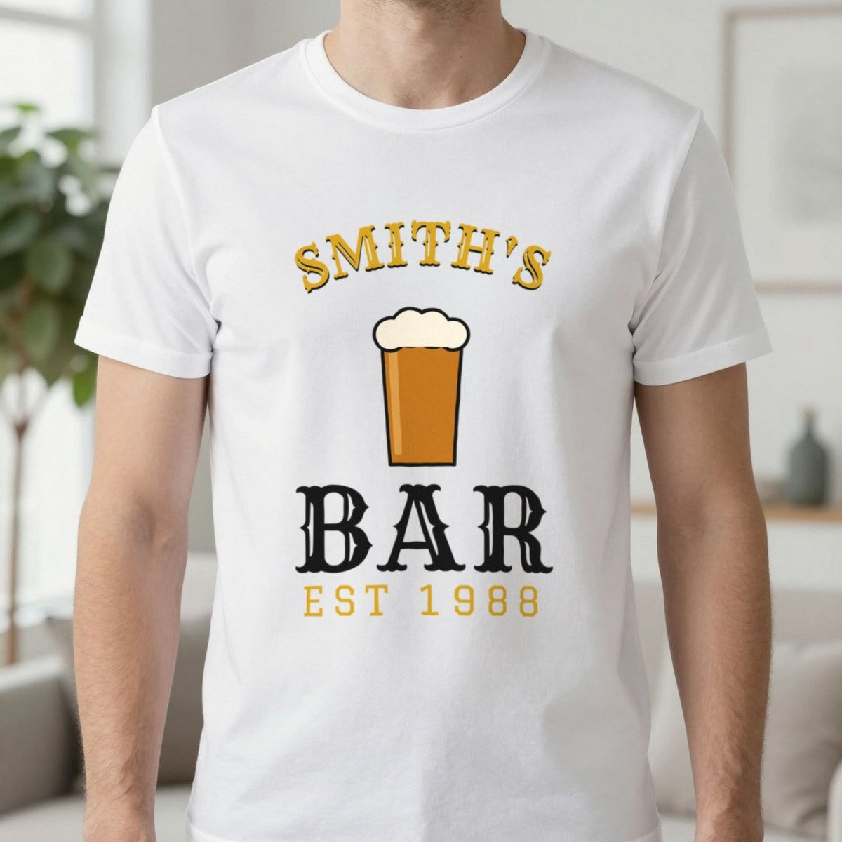Personalised Home Bar T-Shirt & Sweatshirt T-Shirt in White, worn, our photo