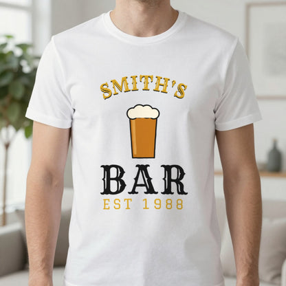 Personalised Home Bar T-Shirt & Sweatshirt T-Shirt in White, worn, our photo