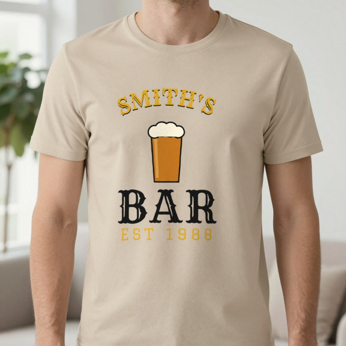 Personalised Home Bar T-Shirt & Sweatshirt T-Shirt in Sand, worn, our photo