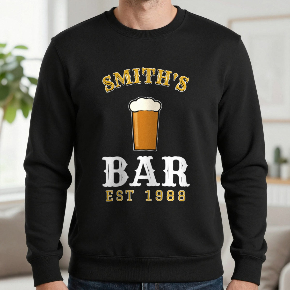 Personalised Home Bar T-Shirt & Sweatshirt Sweatshirt in Black, worn, our photo
