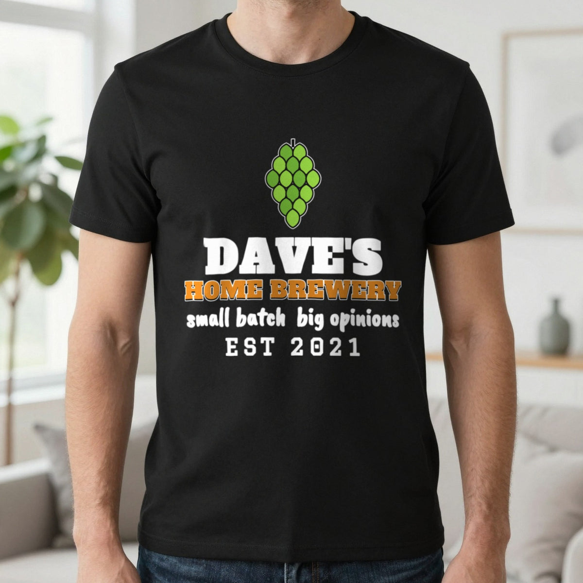 Personalised Home Brewery T-Shirt & Sweatshirt T-Shirt in Black, worn, our photo