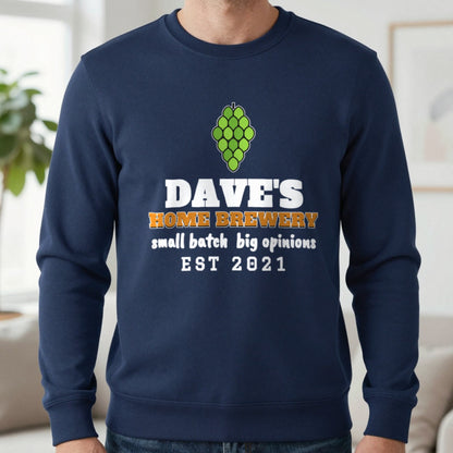 Personalised Home Brewery T-Shirt & Sweatshirt Sweatshirt in Navy, worn, our photo