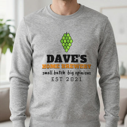 Personalised Home Brewery T-Shirt & Sweatshirt Sweatshirt in Sport Grey, worn, our photo