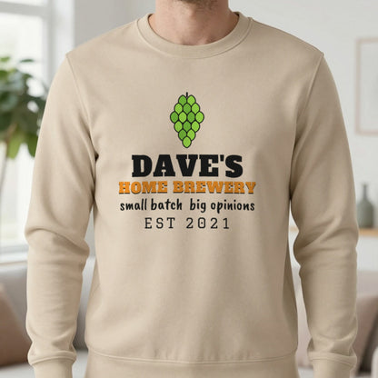 Personalised Home Brewery T-Shirt & Sweatshirt Sweatshirt in Sand, worn, our photo