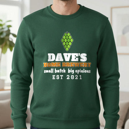 Personalised Home Brewery T-Shirt & Sweatshirt Sweatshirt in Forest Green, worn, our photo
