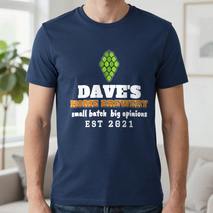 Personalised Home Brewery T-Shirt & Sweatshirt T-Shirt in Navy, worn, our photo
