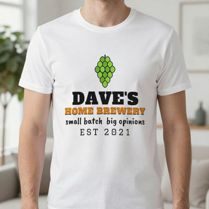 Personalised Home Brewery T-Shirt & Sweatshirt T-Shirt in White, worn, our photo
