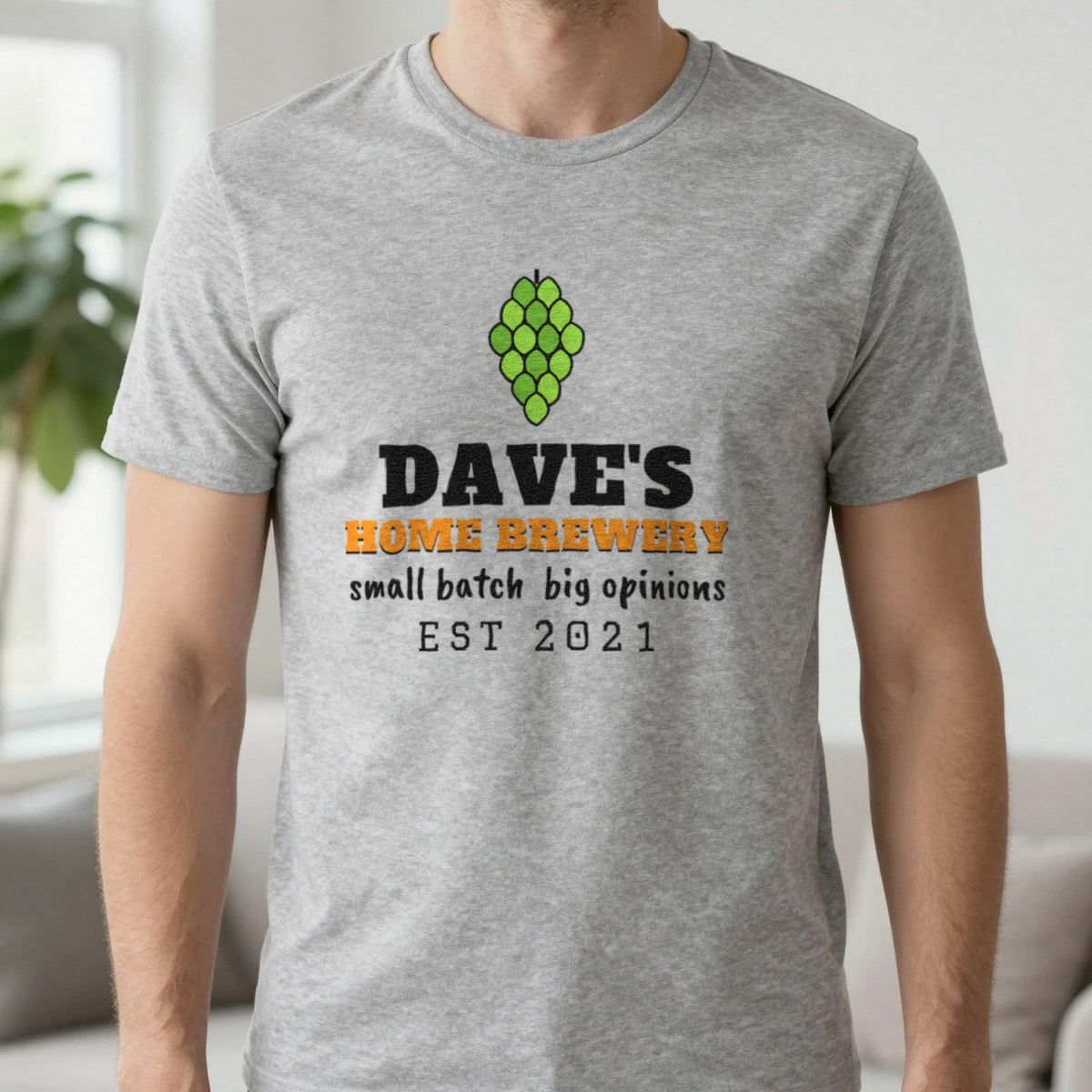 Personalised Home Brewery T-Shirt & Sweatshirt T-Shirt in Sport Grey, worn, our photo
