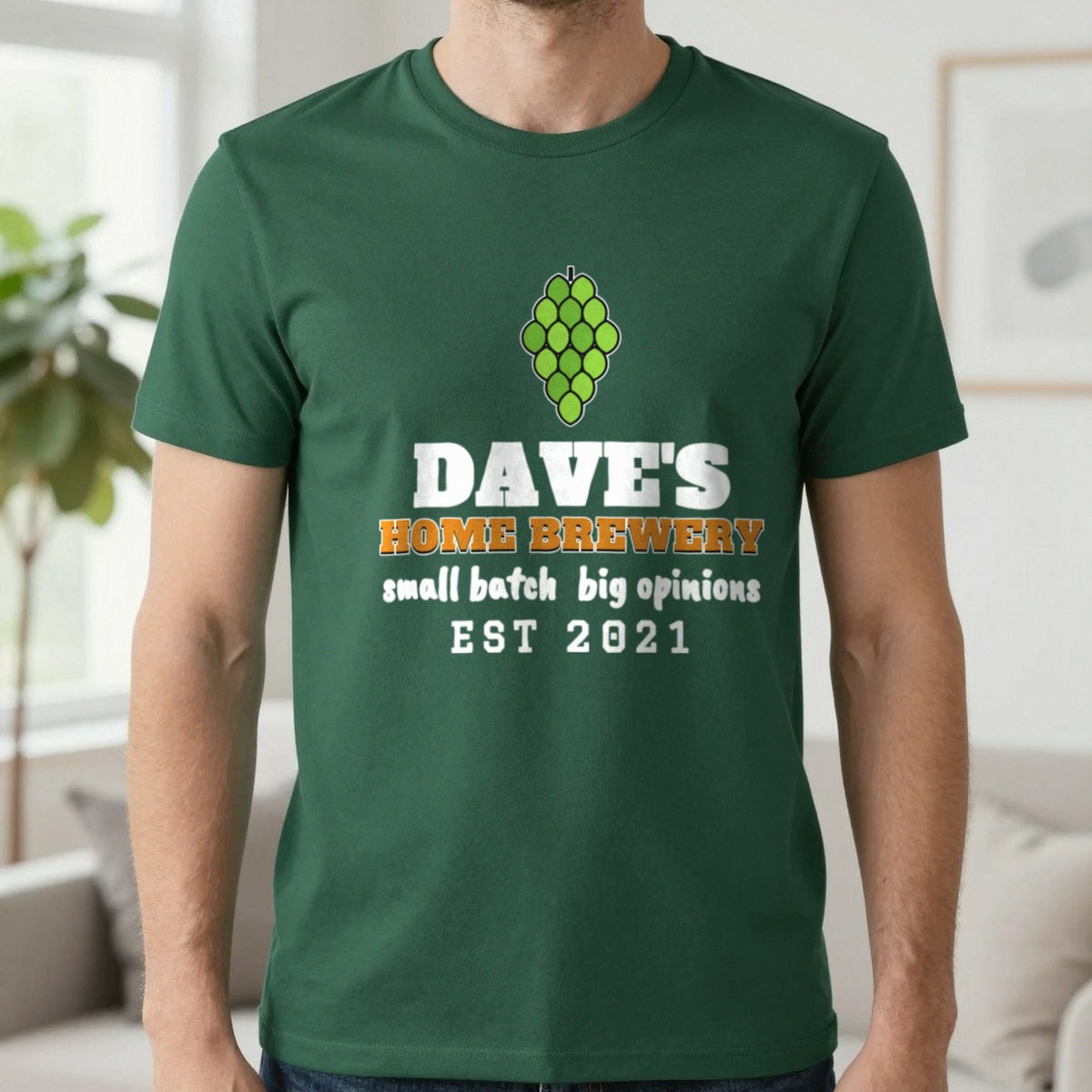 Personalised Home Brewery T-Shirt & Sweatshirt T-Shirt in Forest Green, worn, our photo