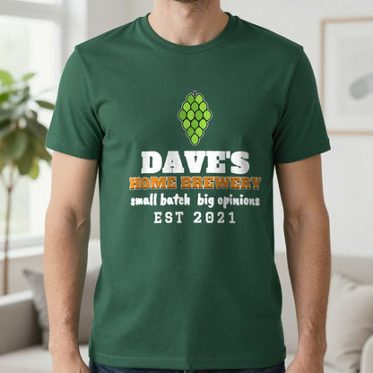 Personalised Home Brewery T-Shirt & Sweatshirt T-Shirt in Forest Green, worn, our photo
