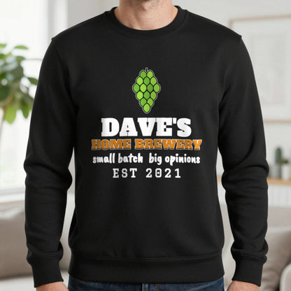 Personalised Home Brewery T-Shirt & Sweatshirt Sweatshirt in Black, worn, our photo